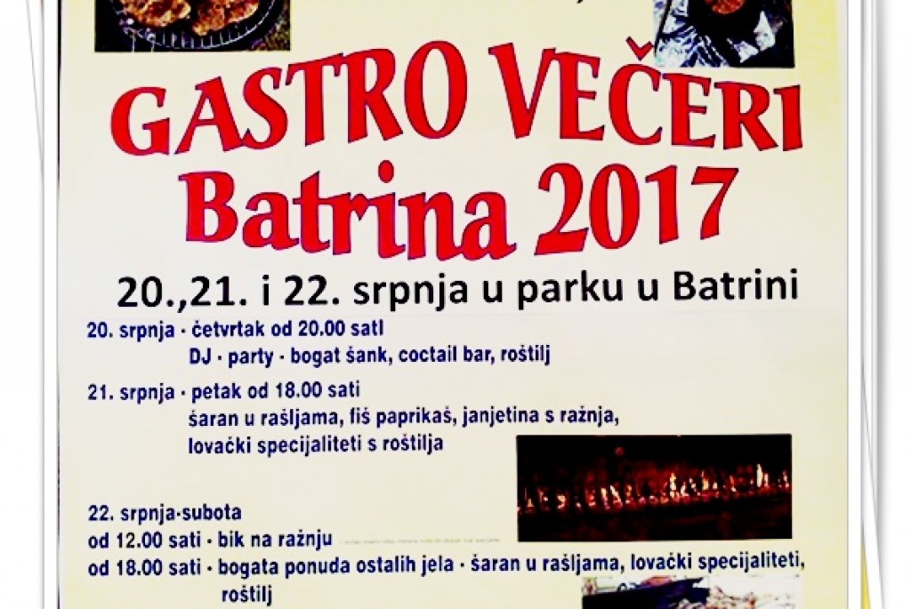 Gastro večeri -20., 21. i 22. srpnja 2017. godine